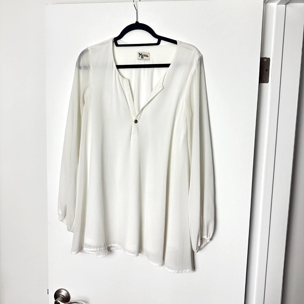Show Me Your Mumu Jamie Tunic Ivory White Long Sleeve Flowy Dress Top